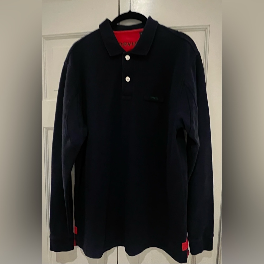 Orvis Dark Blue Men's Polo Shirt Long Sleeved Size M